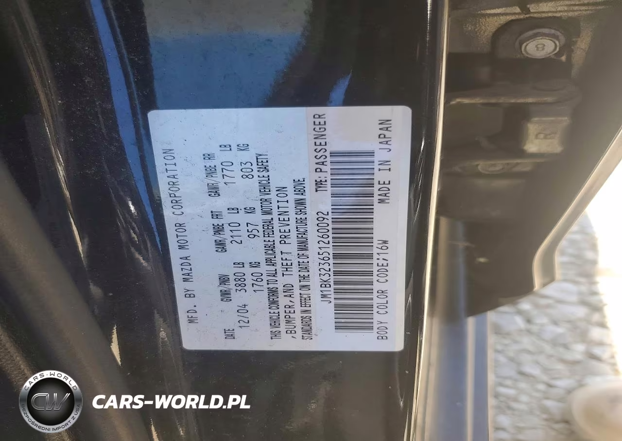 2005 Mazda 3 S VIN:JM1BK323651260092 - 12