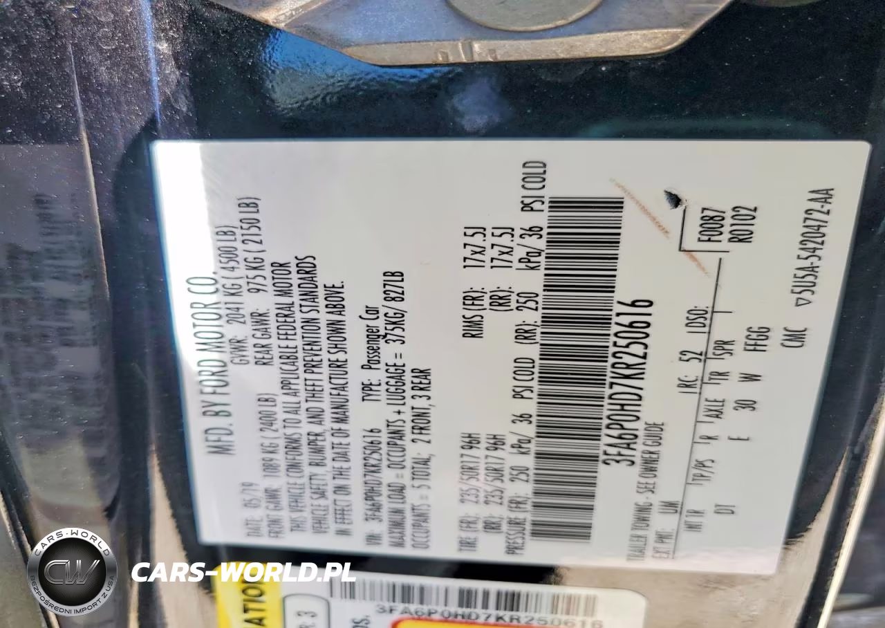 2019 Ford Fusion Se VIN:3FA6P0HD7KR250616 - 13