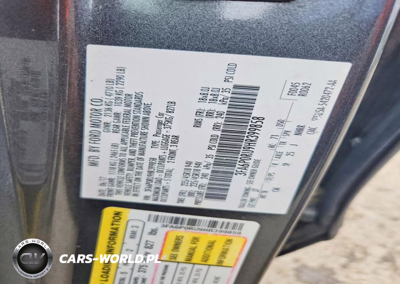 2017 Ford Fusion Hybrid Titan VIN:3FA6P0RU9HR399858 - 12