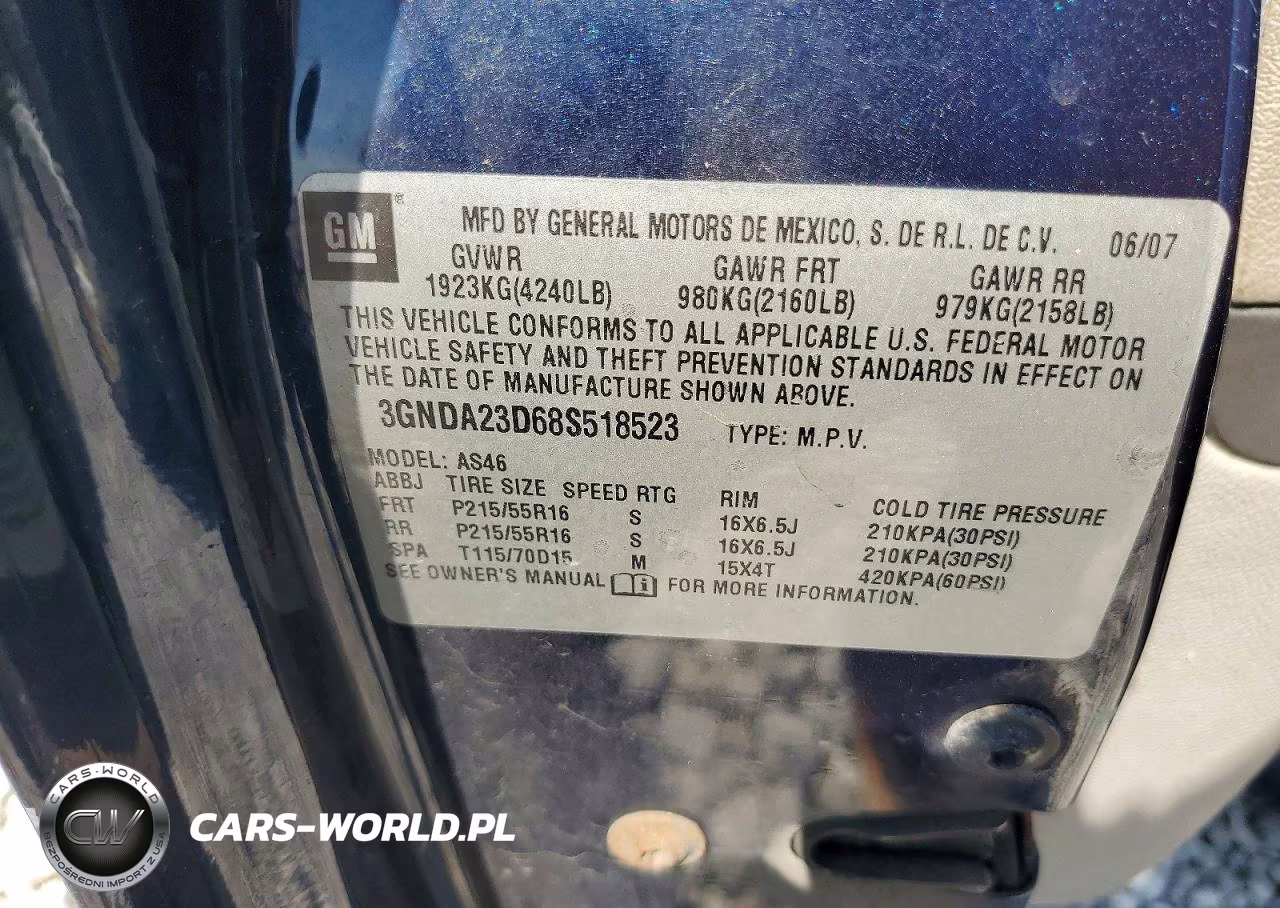 2008 Chevrolet Hhr Lt VIN:3GNDA23D68S518523 - 14