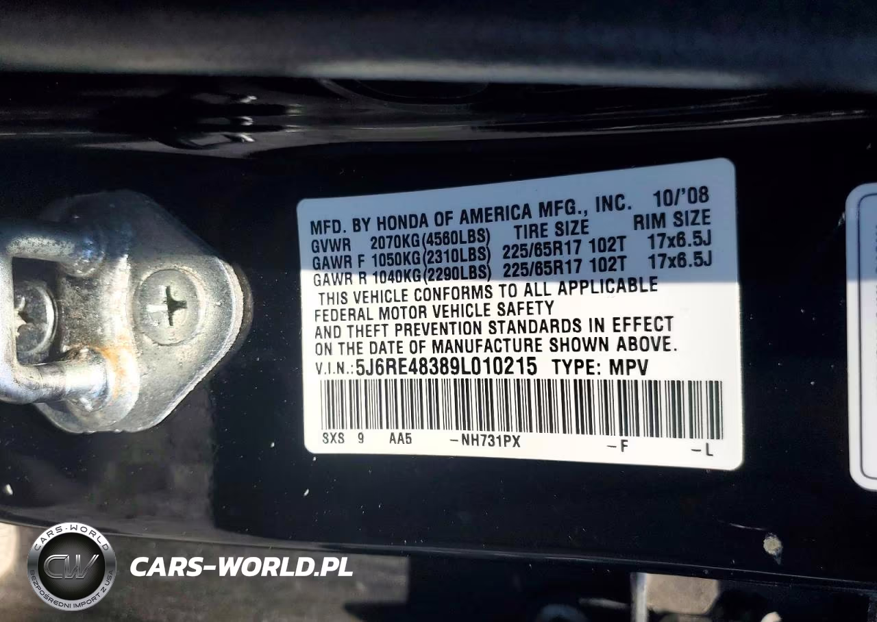 2009 Honda Cr-V Lx VIN:5J6RE48389L010215 - 13