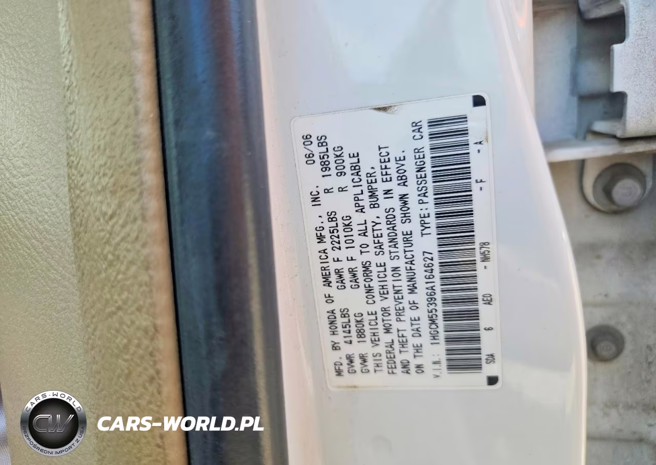 2006 Honda Accord Se VIN:1HGCM55396A164627 - 13
