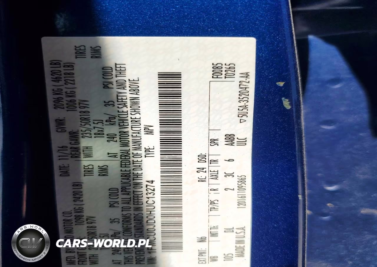 2017 Ford Escape Titanium VIN:1FMCU0JD0HUC13274 - 13
