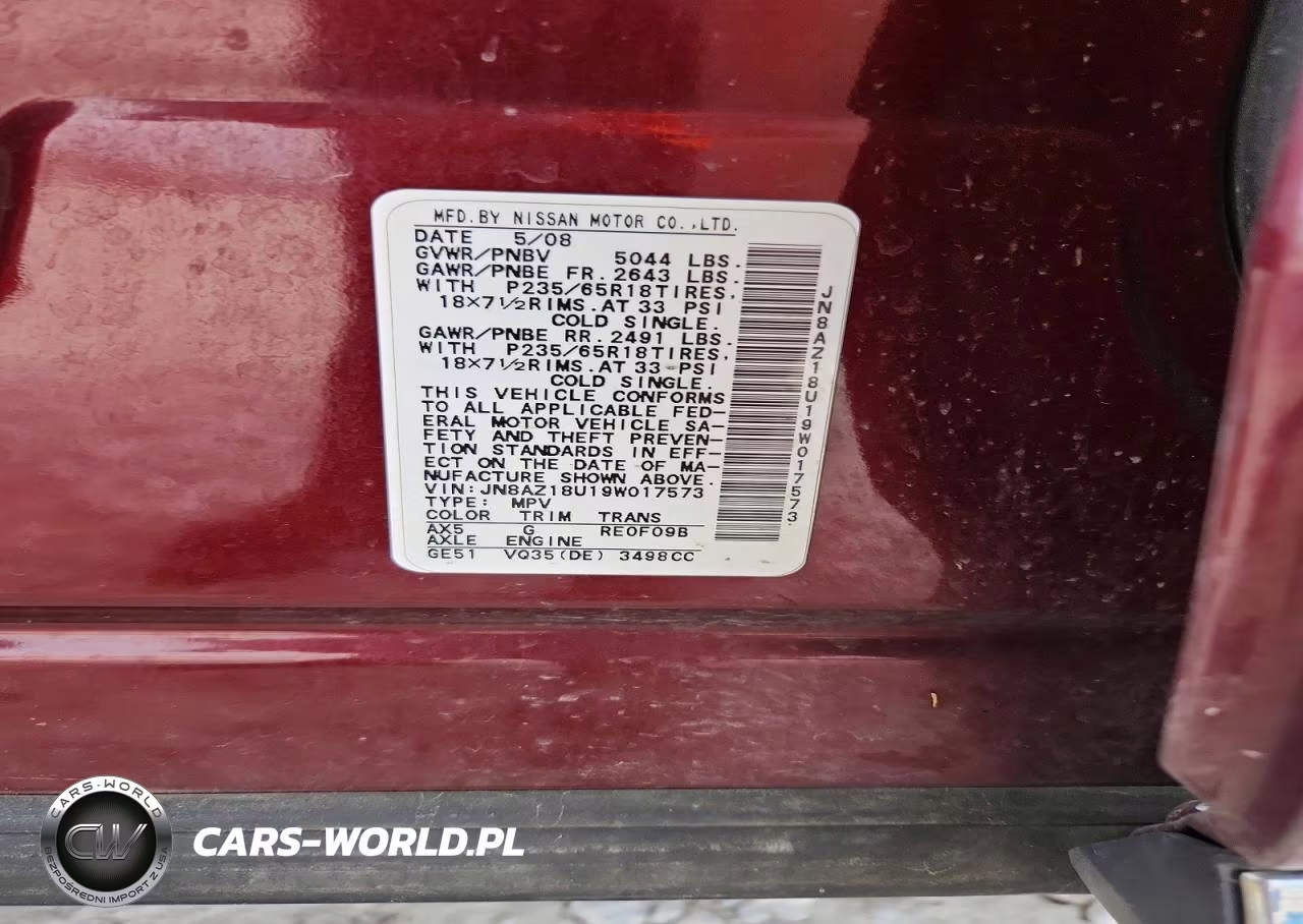 2009 Nissan Murano S VIN:JN8AZ18U19W017573 - 14