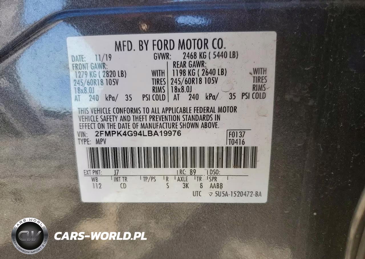 2020 Ford Edge Se VIN:2FMPK4G94LBA19976 - 14