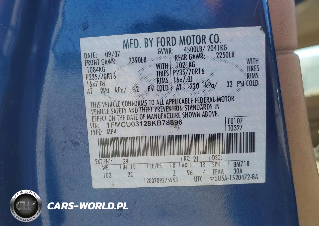 2008 Ford Escape VIN:1FMCU03128KB78896 - 12