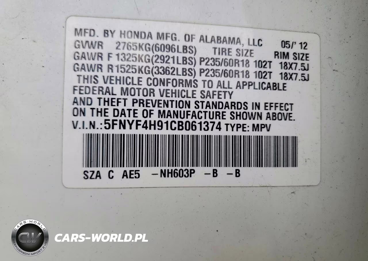 2012 Honda Pilot Touring VIN:5FNYF4H91CB061374 - 13