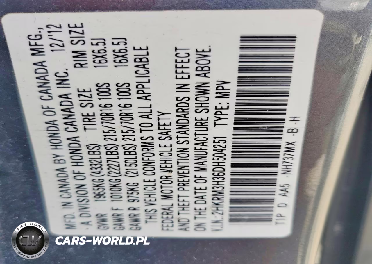 2013 Honda Cr-V Lx VIN:2HKRM3H36DH504251 - 14