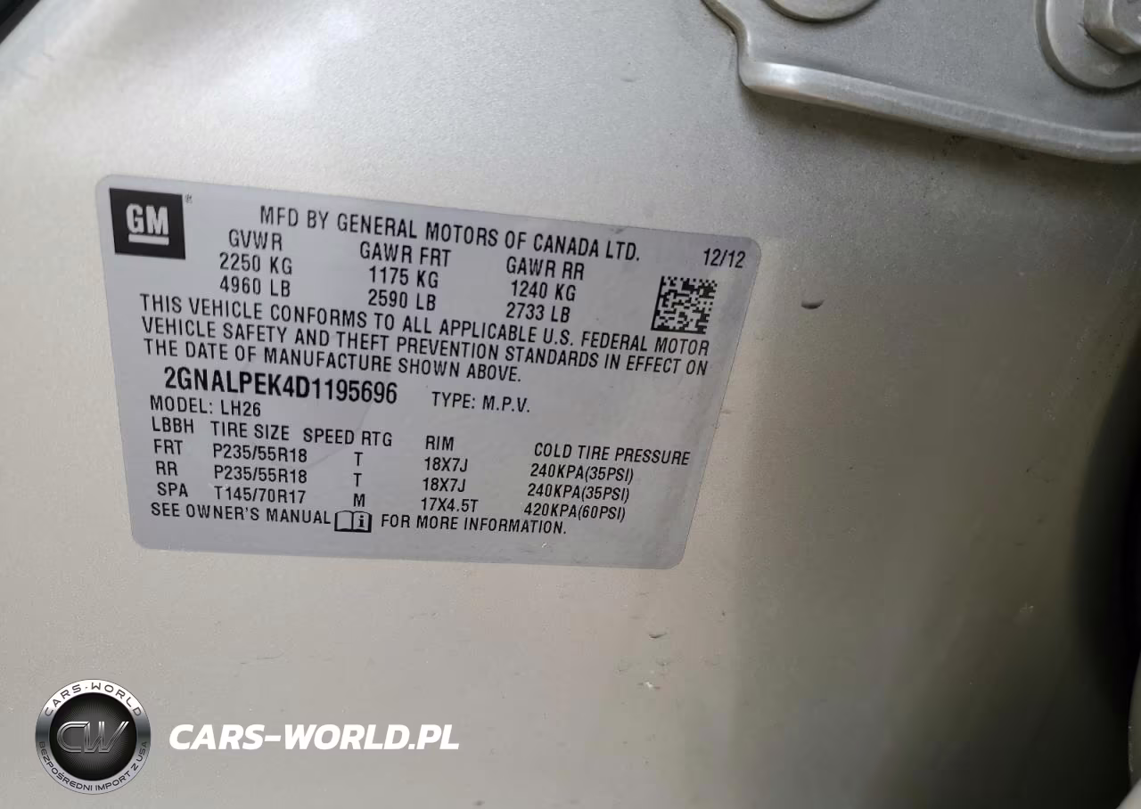 2013 Chevrolet Equinox Lt VIN:2GNALPEK4D1195696 - 13