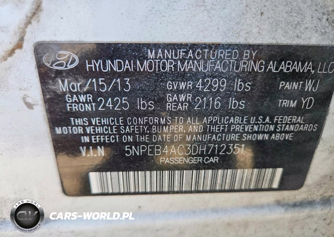 2013 Hyundai Sonata Gls VIN:5NPEB4AC3DH712351 - 13