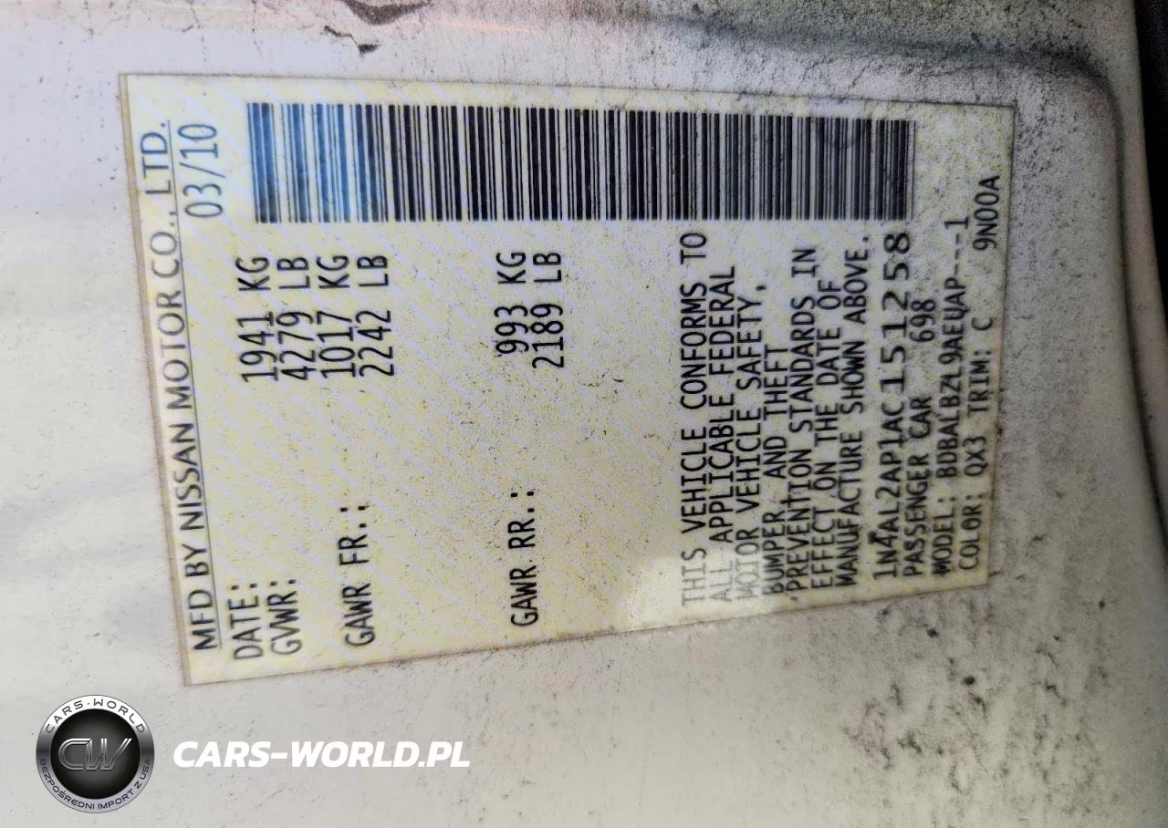 2010 Nissan Altima 2.5 VIN:1N4AL2AP1AC151258 - 12