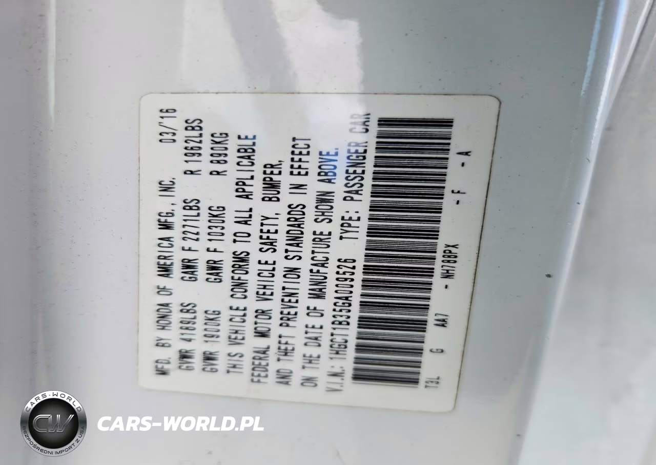 2016 Honda Accord Lx-S VIN:1HGCT1B35GA009526 - 13