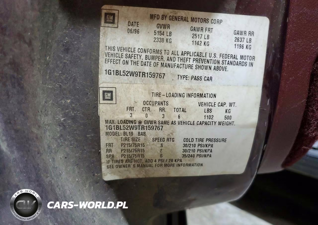 1996 Chevrolet Caprice Classic VIN:1G1BL52W9TR159767 - 12