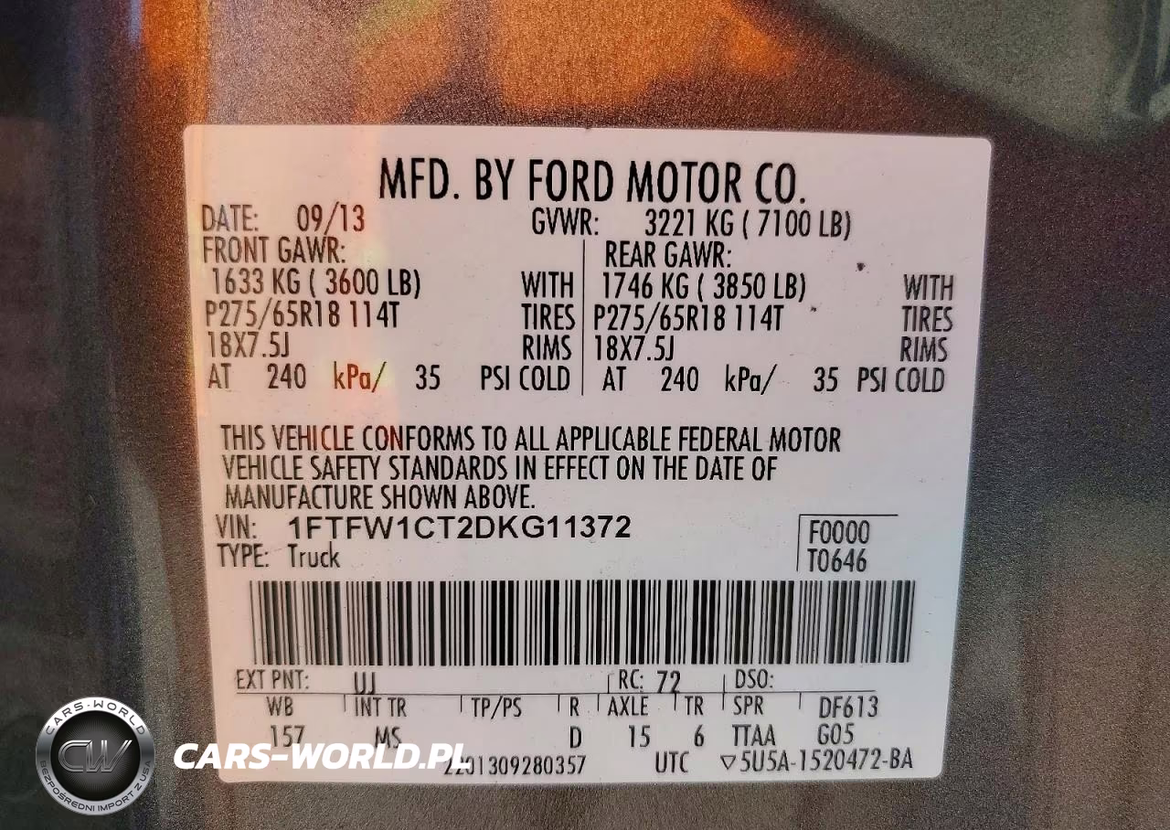 2013 Ford F150 Supercrew VIN:1FTFW1CT2DKG11372 - 12