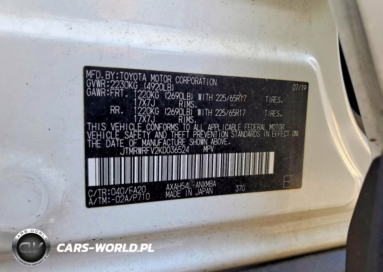 2019 Toyota Rav4 Hybrid Xle VIN:JTMRWRFV2KD036524 - 13