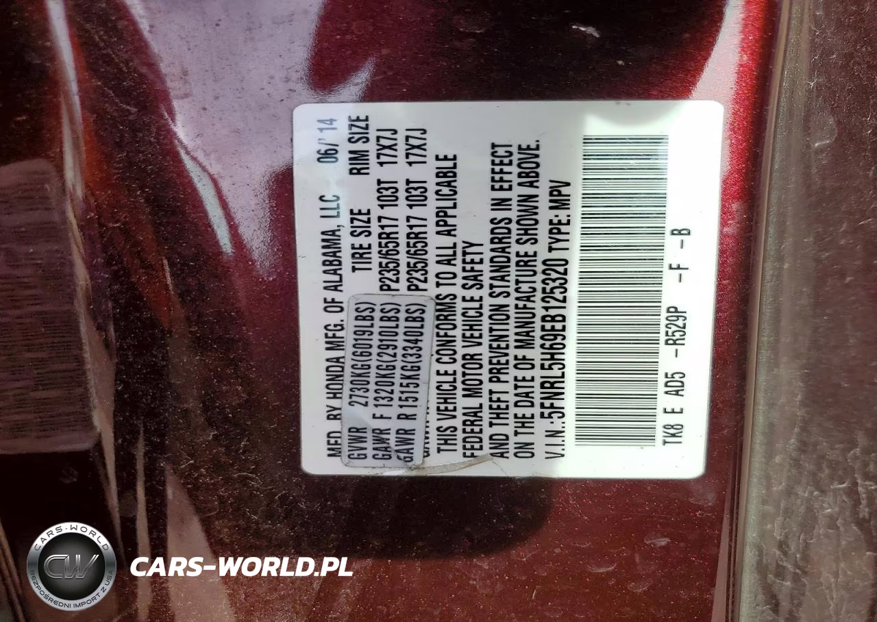 2014 Honda Odyssey Exl VIN:5FNRL5H69EB125320 - 13