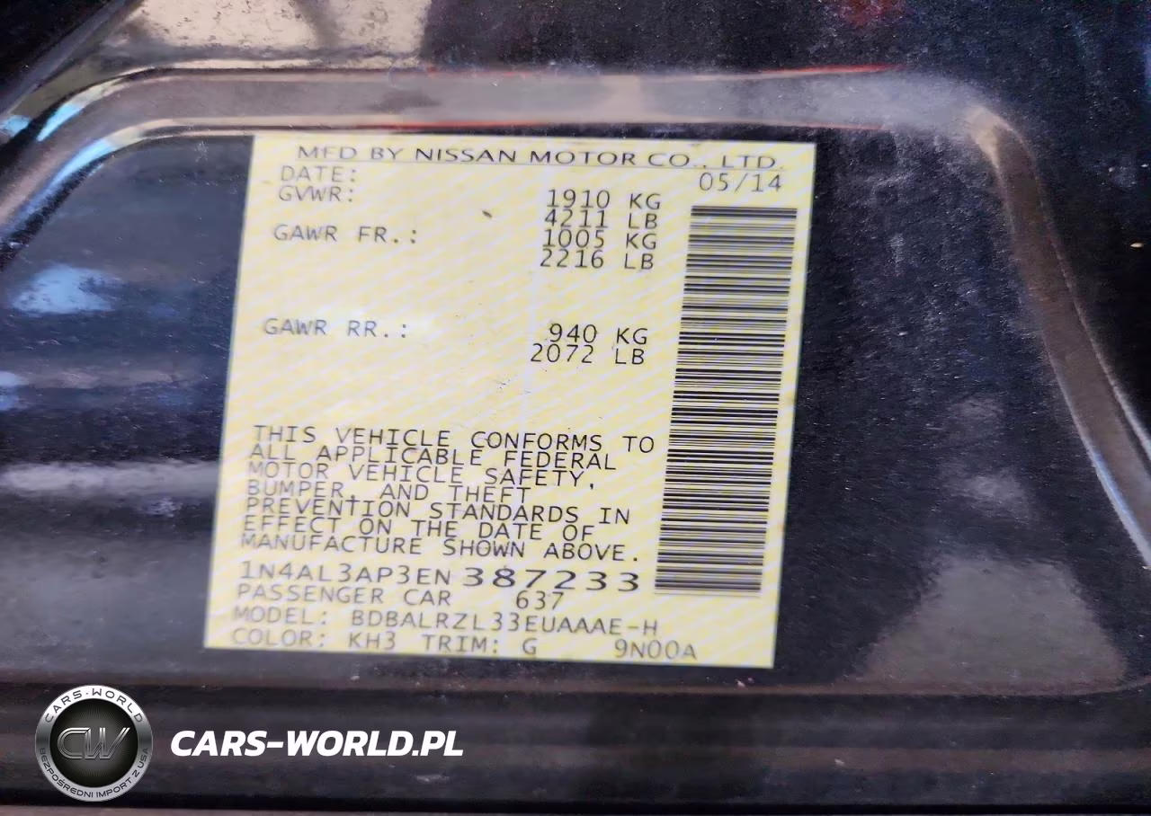 2014 Nissan Altima 2.5 S VIN:1N4AL3AP3EN387233 - 12