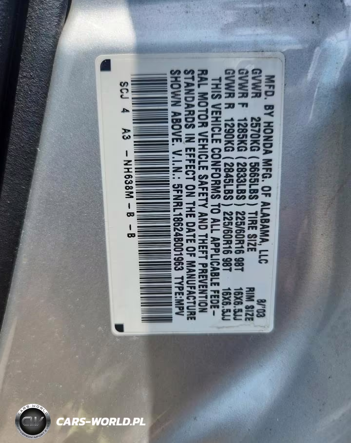 2004 Honda Odyssey Ex VIN:5FNRL18624B001963 - 13
