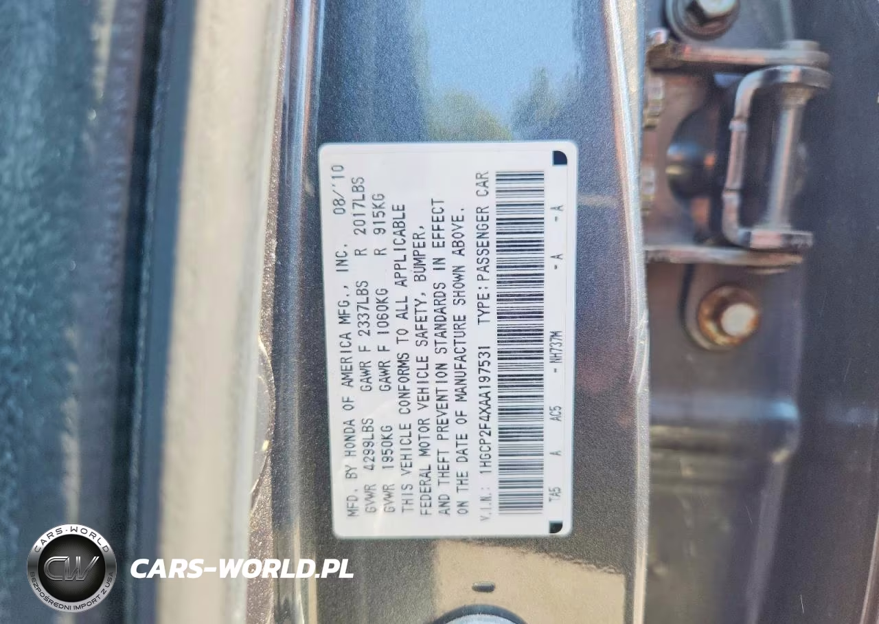2010 Honda Accord Lxp VIN:1HGCP2F4XAA197531 - 12