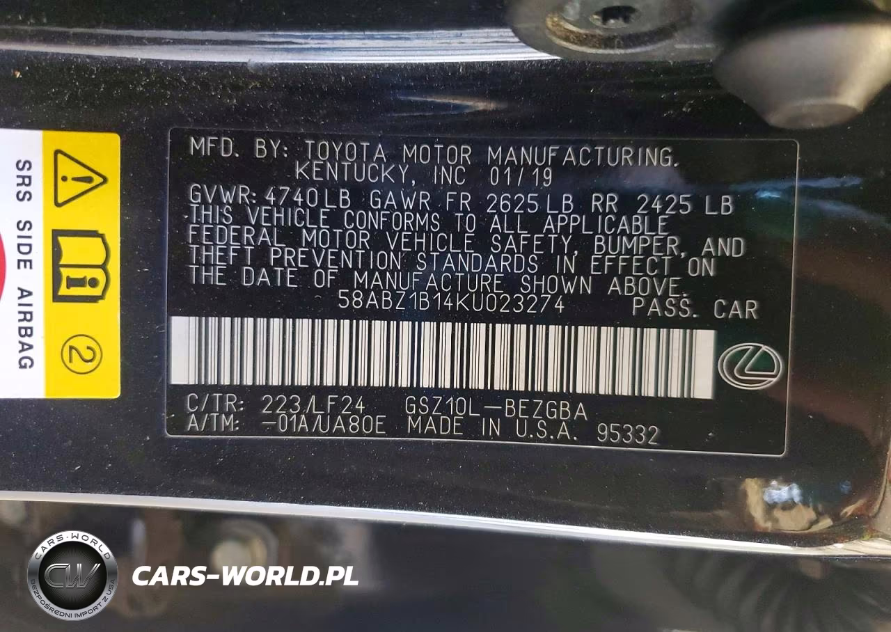 2019 Lexus Es 350 VIN:58ABZ1B14KU023274 - 13
