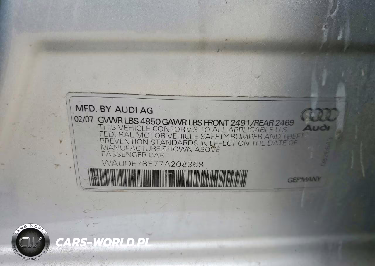 2007 Audi A4 2.0T Quattro VIN:WAUDF78E77A208368 - 12
