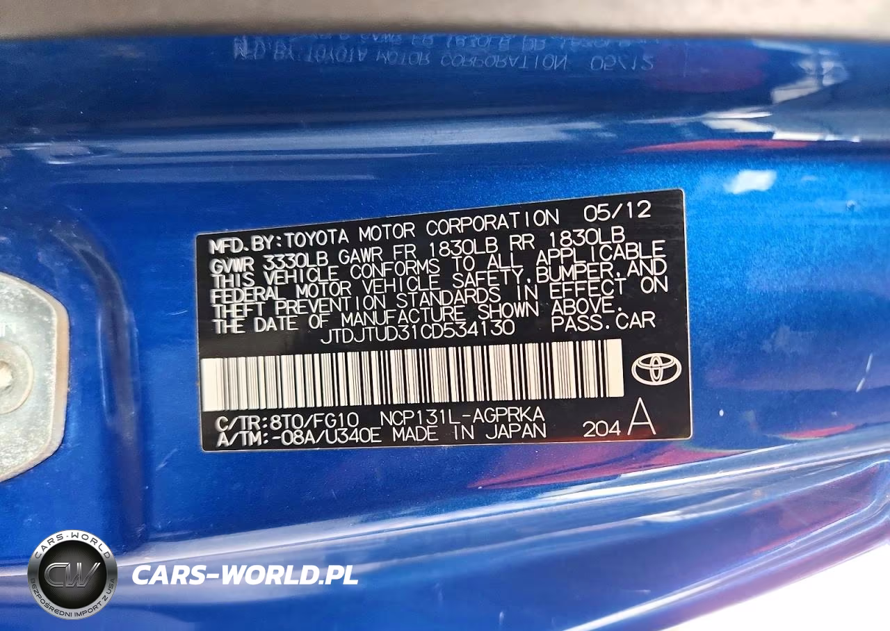 2012 Toyota Yaris 3-Door L VIN:JTDJTUD31CD534130 - 12