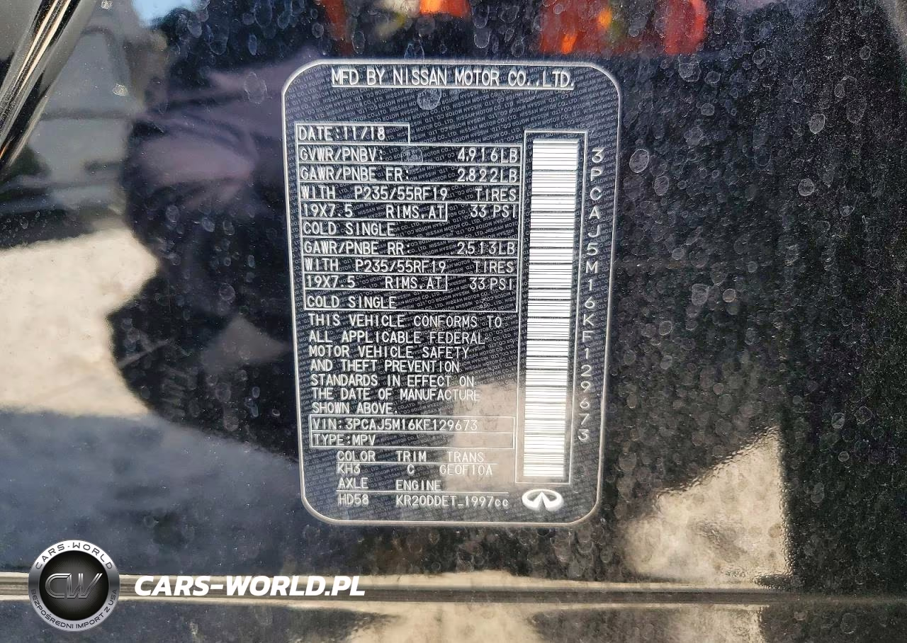 2019 Infiniti Qx50 Luxe VIN:3PCAJ5M16KF129673 - 13