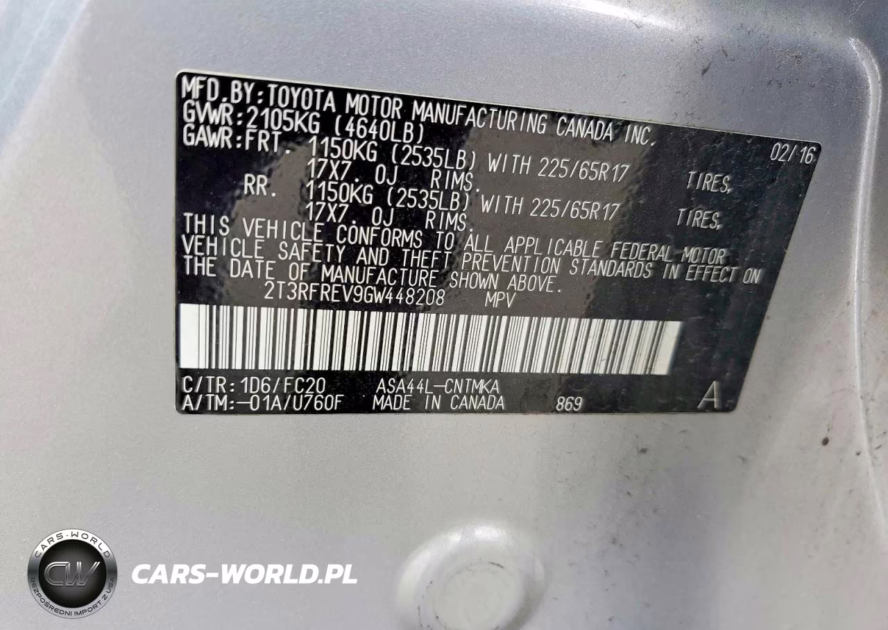2016 Toyota Rav4 Xle VIN:2T3RFREV9GW448208 - 14