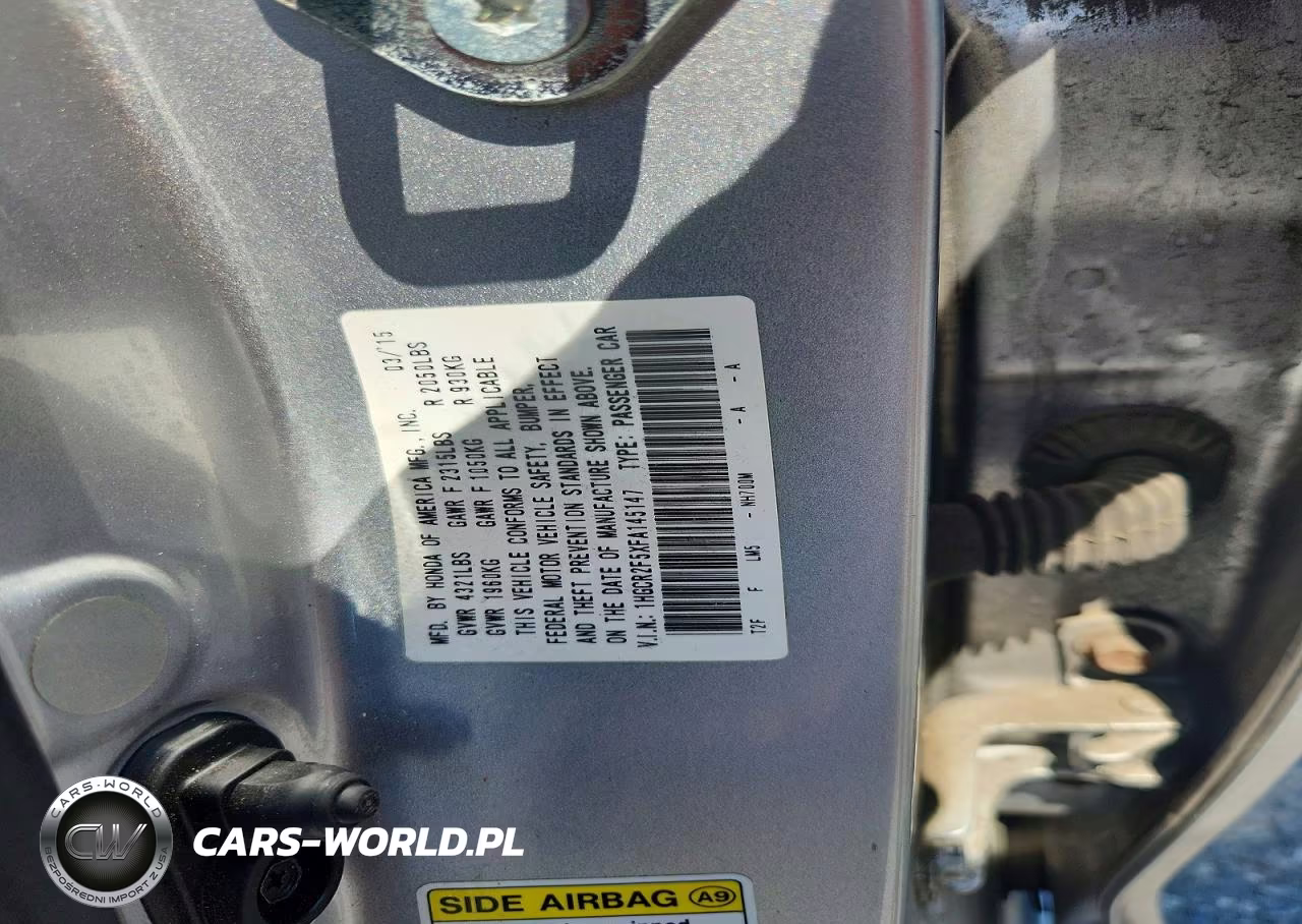 2015 Honda Accord Sport VIN:1HGCR2F5XFA145147 - 12