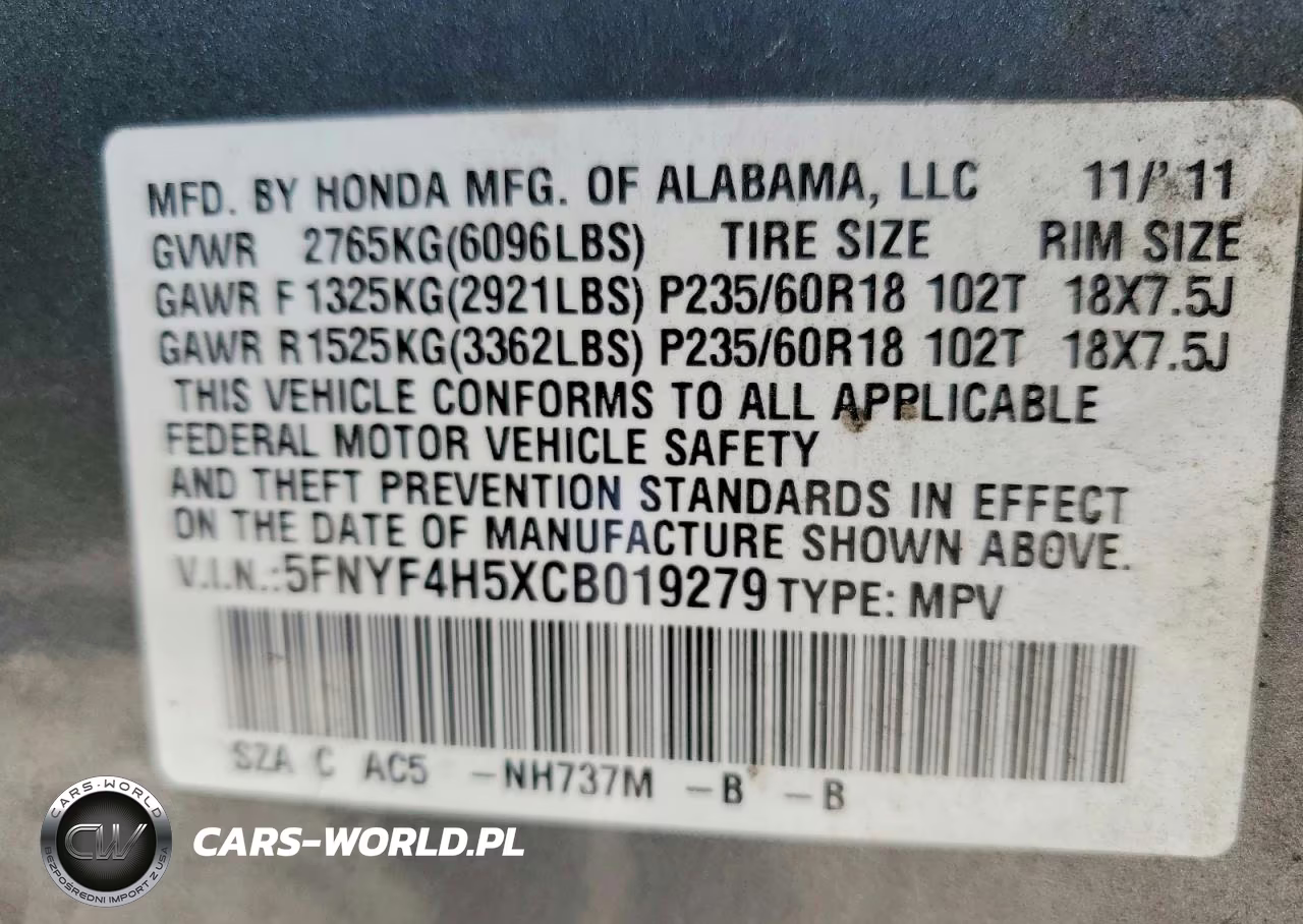 2012 Honda Pilot Exl VIN:5FNYF4H5XCB019279 - 13