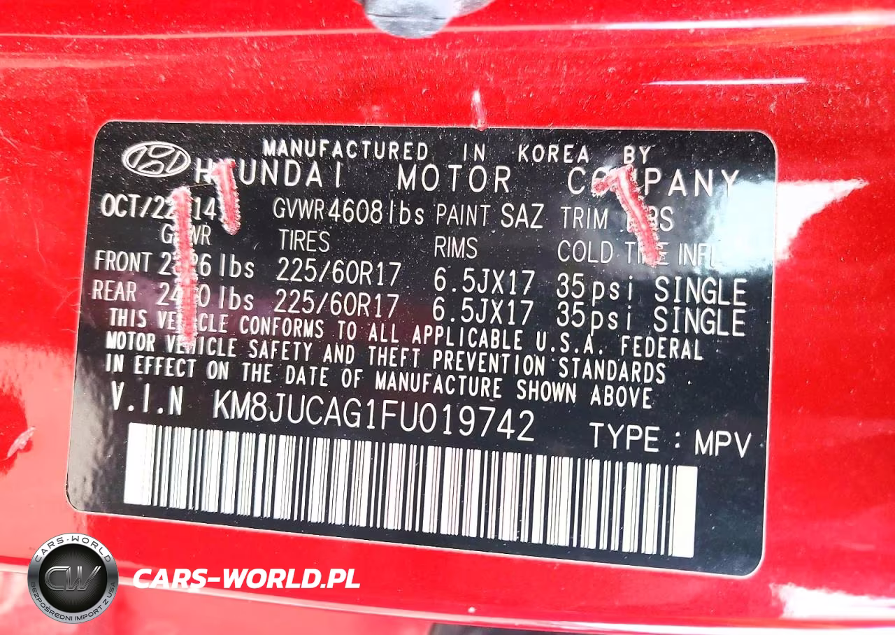2015 Hyundai Tucson Se VIN:KM8JUCAG1FU019742 - 13