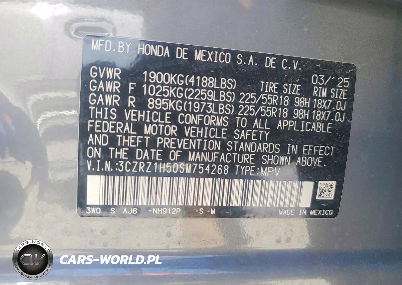 2025 Honda Hr-V Sport VIN:3CZRZ1H50SM754268 - 12