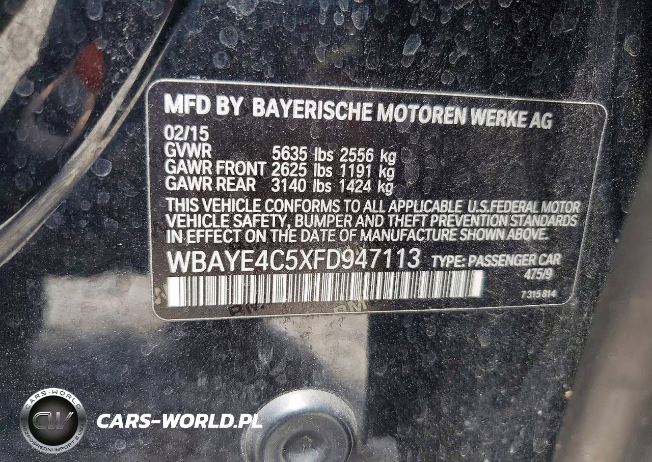 2015 BMW 740 Li VIN:WBAYE4C5XFD947113 - 12