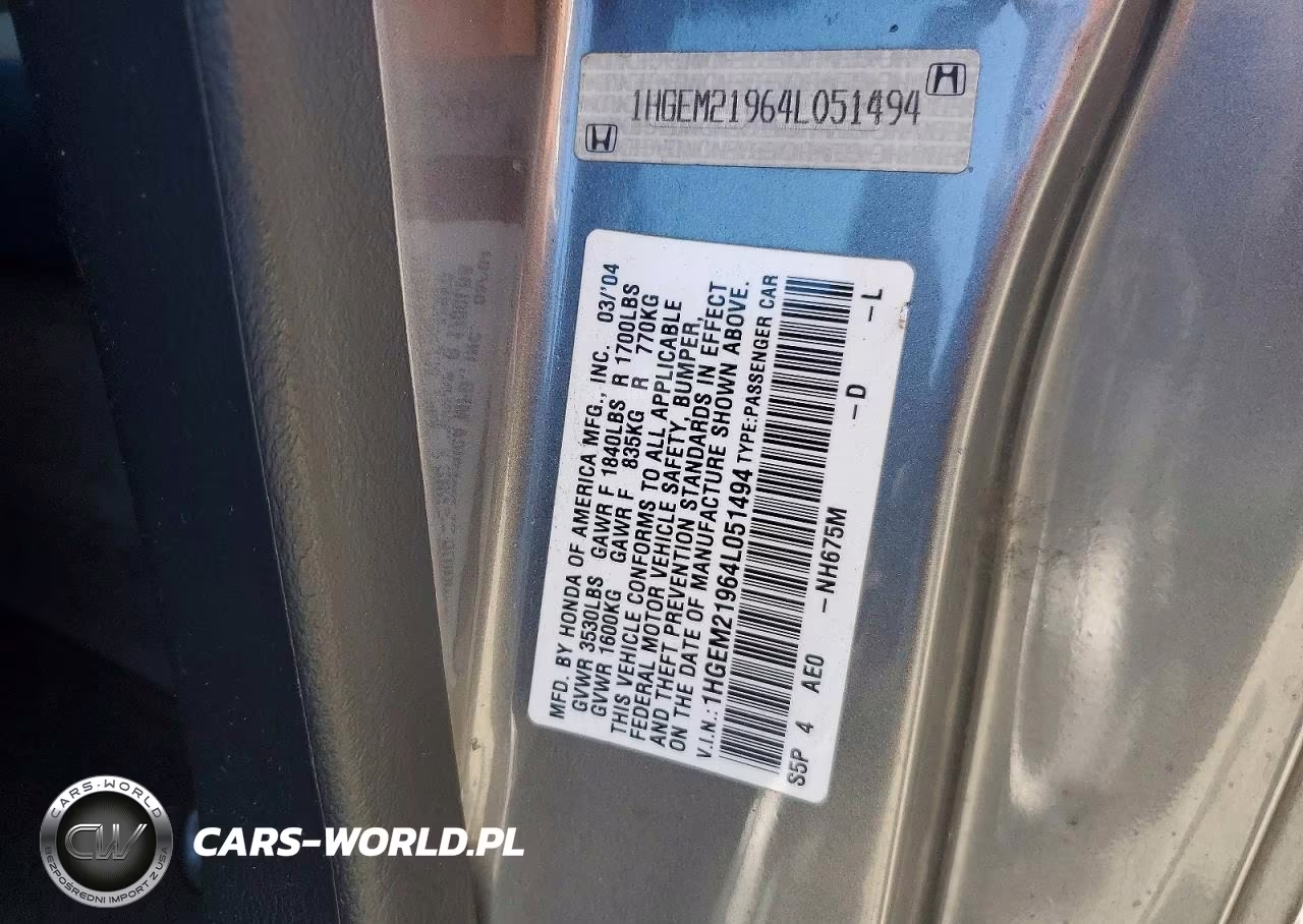 2004 Honda Civic Ex VIN:1HGEM21964L051494 - 12