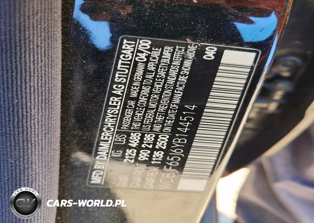 2000 Mercedes-Benz E 320 VIN:WDBJF65J6YB144514 - 12