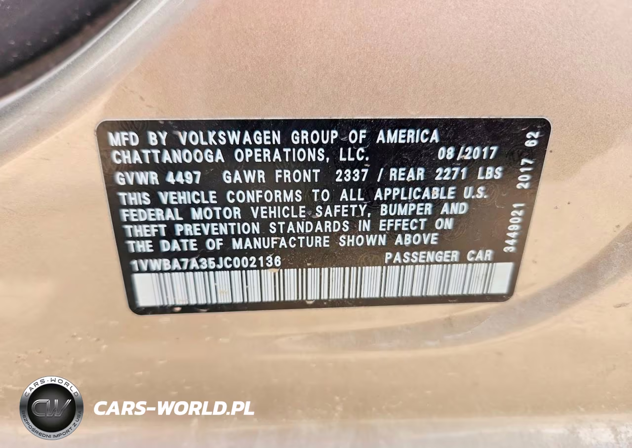 2018 Volkswagen Passat Se VIN:1VWBA7A35JC002136 - 13
