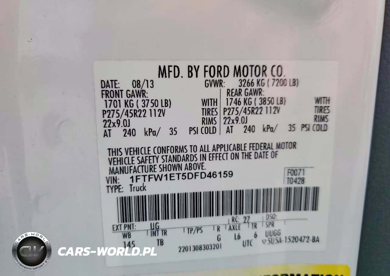 2013 Ford F150 Supercrew VIN:1FTFW1ET5DFD46159 - 13