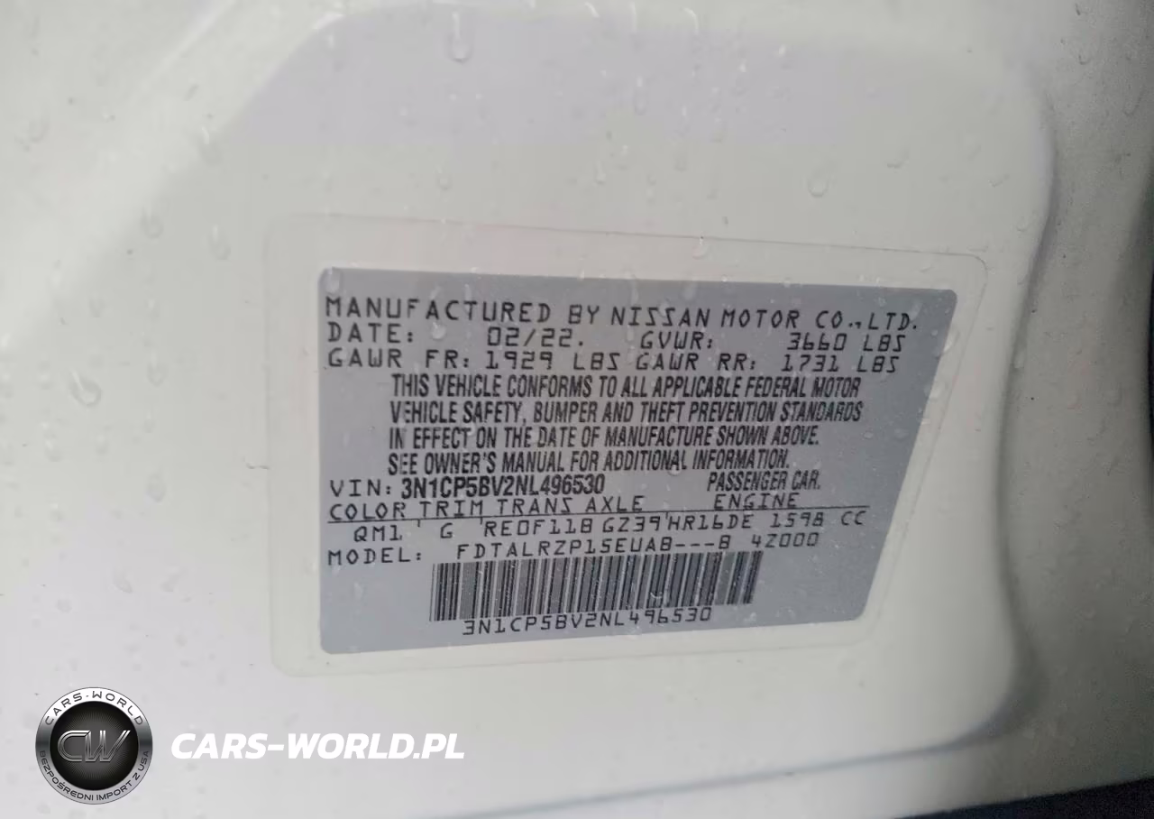 2022 Nissan Kicks S VIN:3N1CP5BV2NL496530 - 13