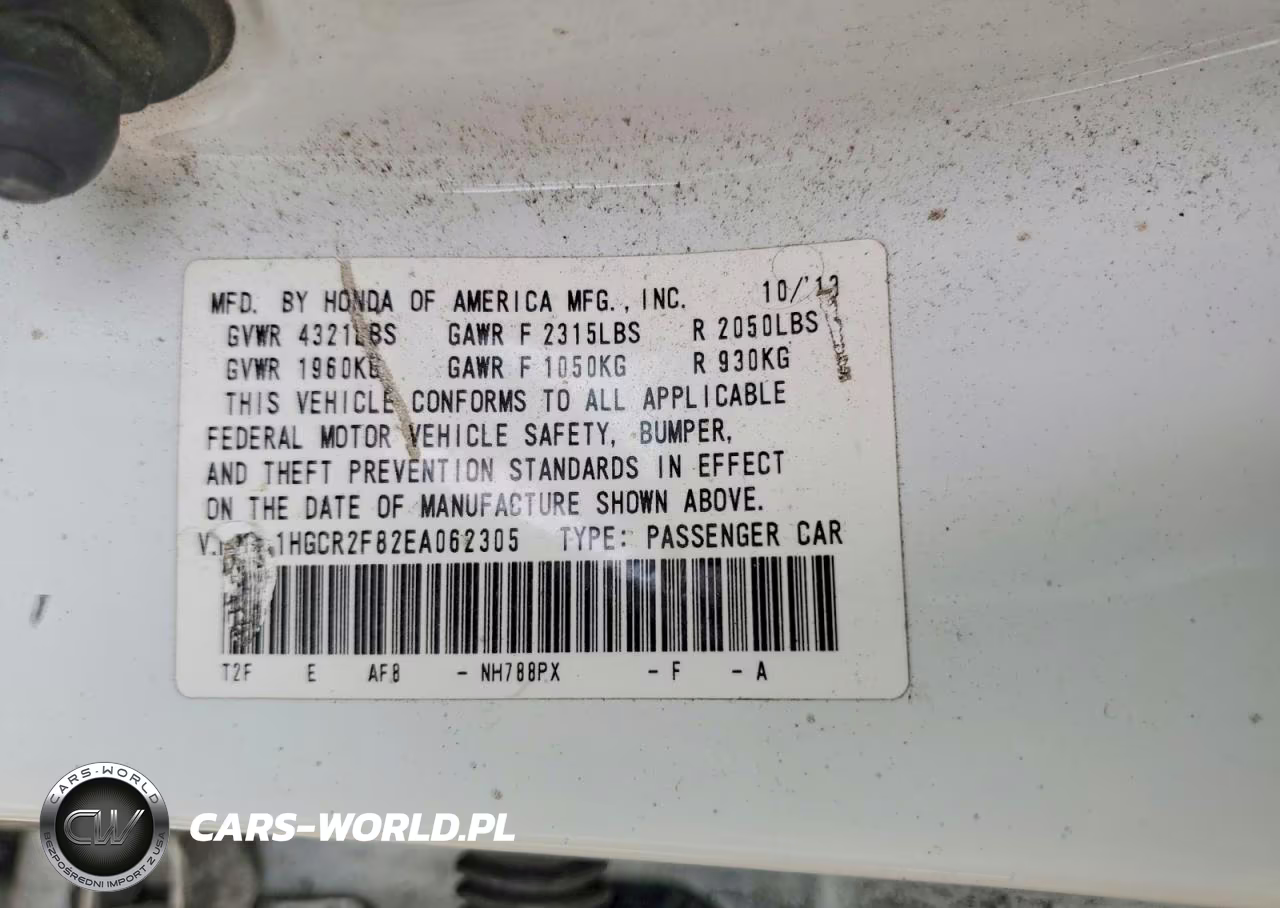 2014 Honda Accord Exl VIN:1HGCR2F82EA062305 - 12