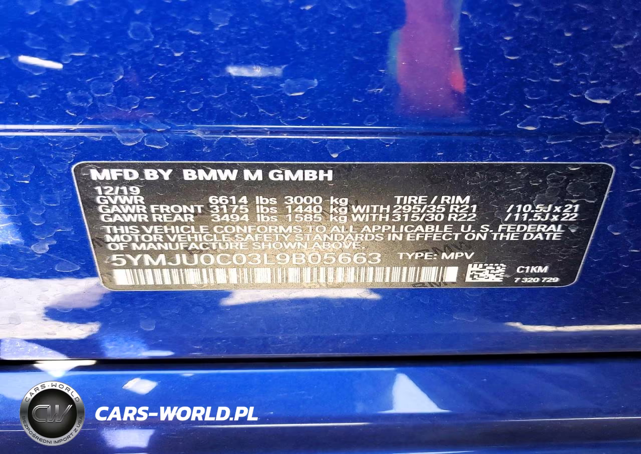 2020 BMW X5 M VIN:5YMJU0C03L9B05663 - 12