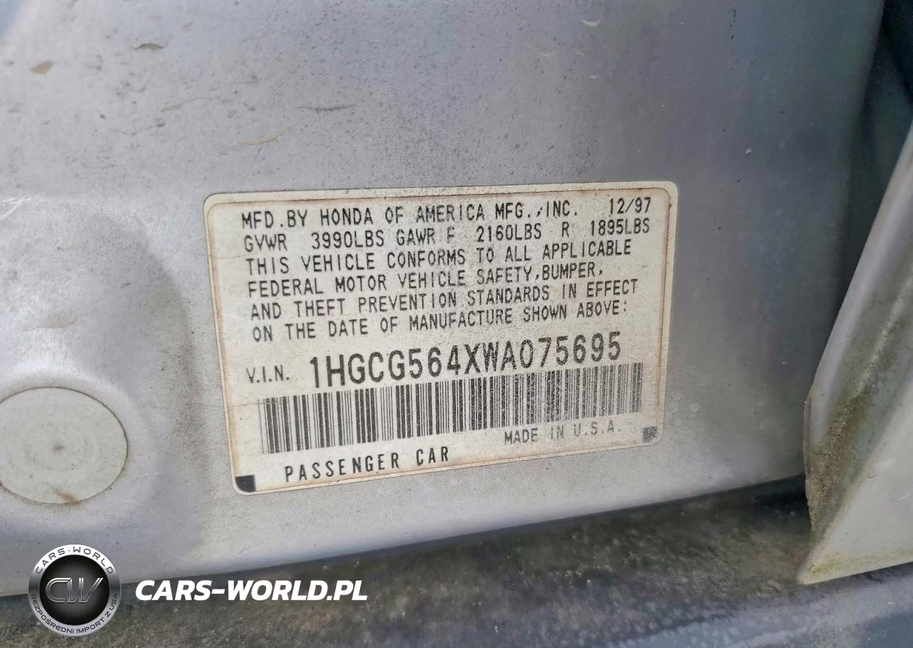 1998 Honda Accord Lx VIN:1HGCG564XWA075695 - 12