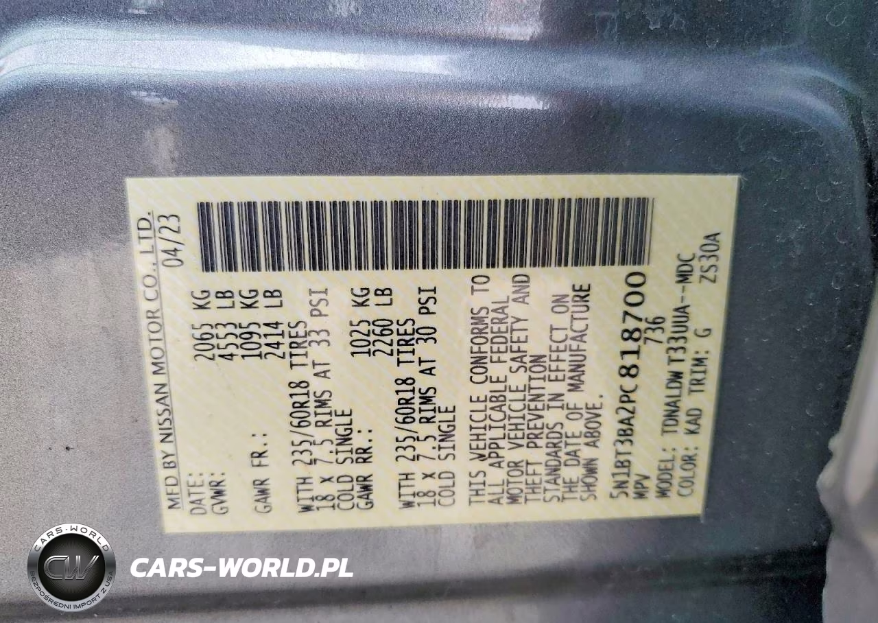 2023 Nissan Rogue Sv VIN:5N1BT3BA2PC818700 - 12