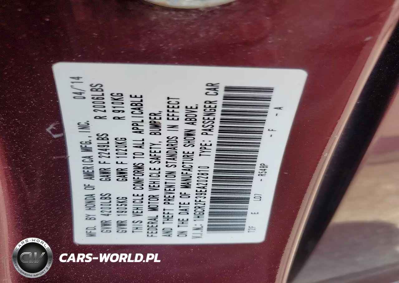 2014 Honda Accord Lx VIN:1HGCR2F39EA202810 - 12