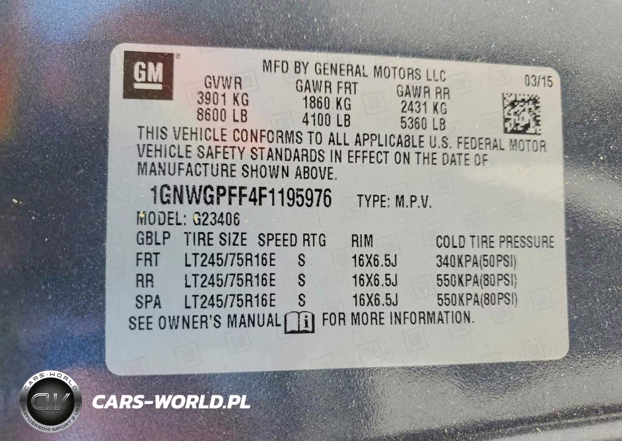 2015 Chevrolet Express G2500 Ls VIN:1GNWGPFF4F1195976 - 13