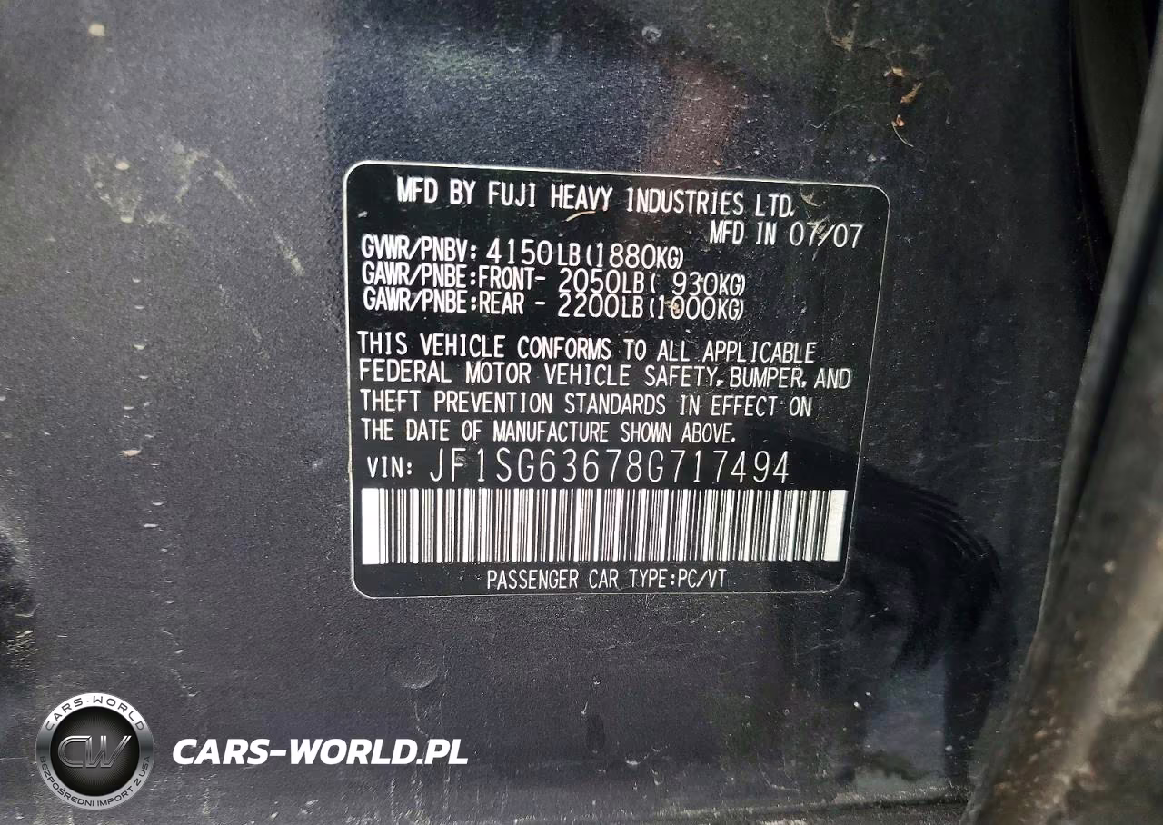 2008 Subaru Forester 2.5X VIN:JF1SG63678G717494 - 12