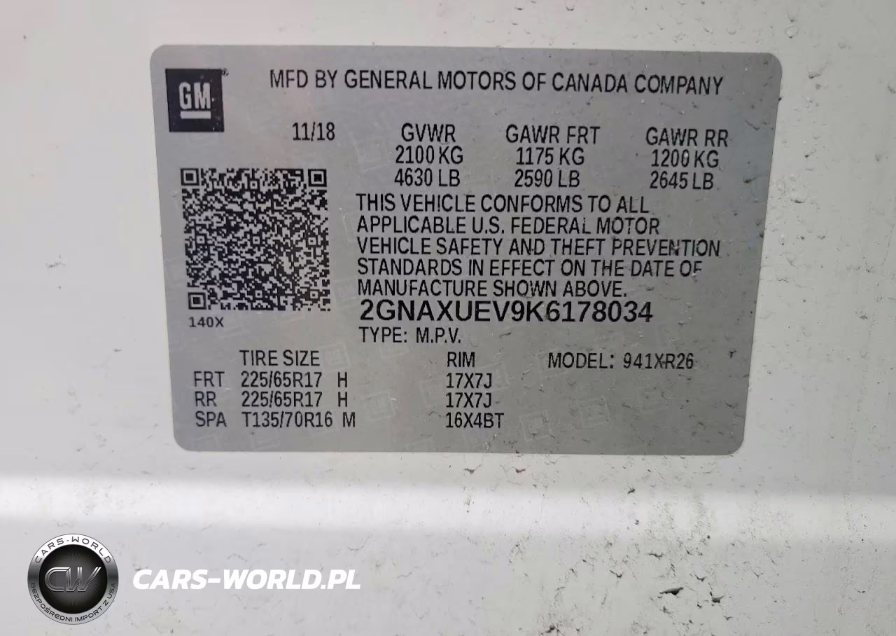 2019 Chevrolet Equinox Lt VIN:2GNAXUEV9K6178034 - 13