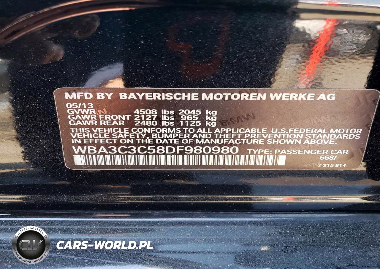 2013 BMW 320 I xDrive VIN:WBA3C3C58DF980980 - 12