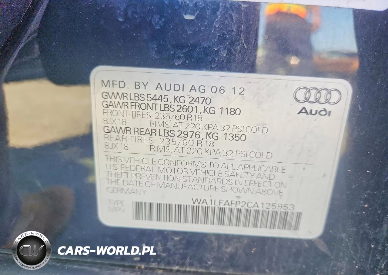 2012 Audi Q5 Premium Plus VIN:WA1LFAFP2CA125953 - 13