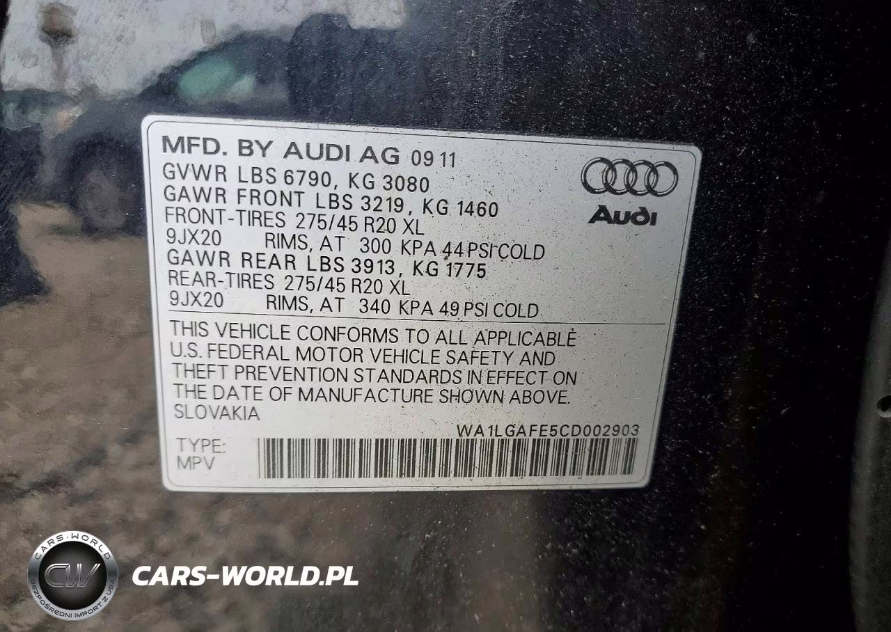 2012 Audi Q7 Premium Plus VIN:WA1LGAFE5CD002903 - 13