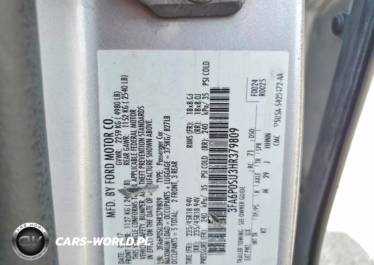 2017 Ford Fusion Titanium Phev VIN:3FA6P0SU3HR379809 - 12